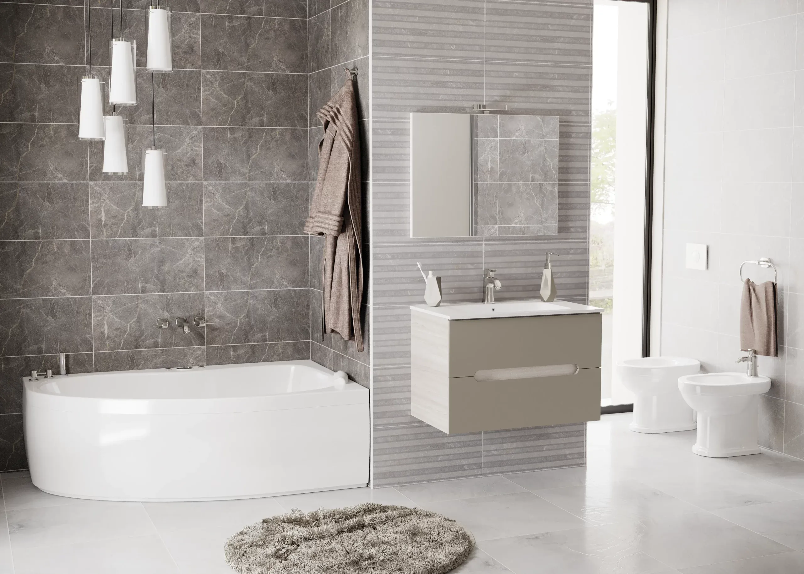 Ambientazione bagno con vasca