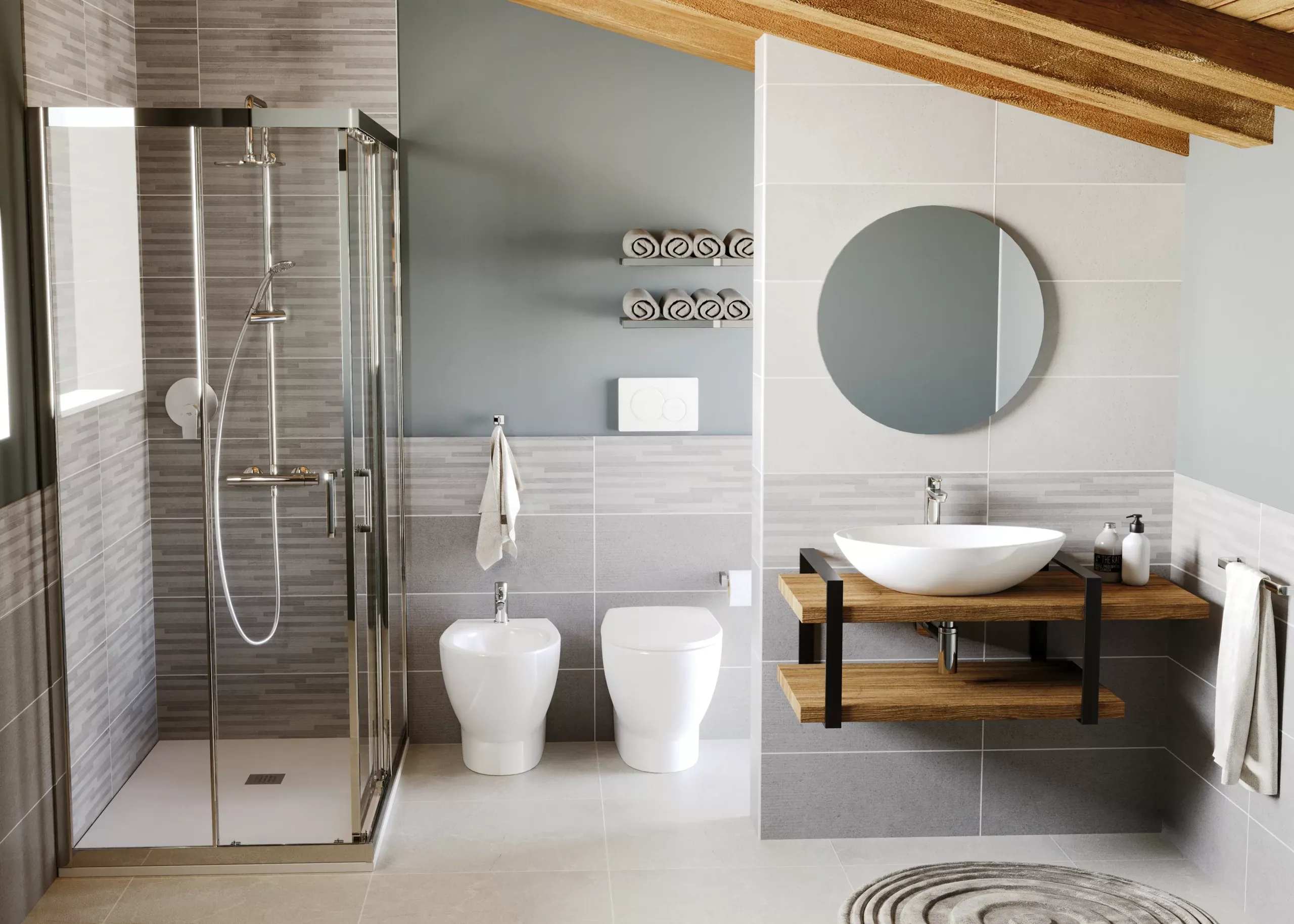 Ambientazione bagno mansardato