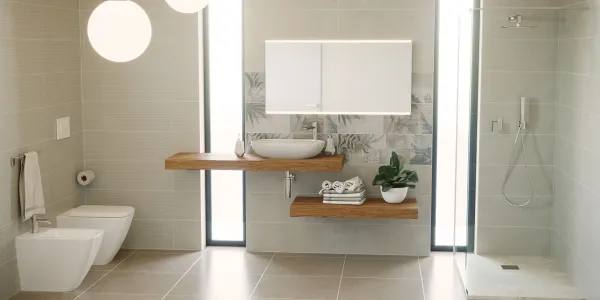 Ambientazione foliage per bagno