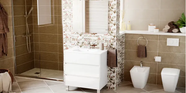Ambientazione moderna patchwork per bagno