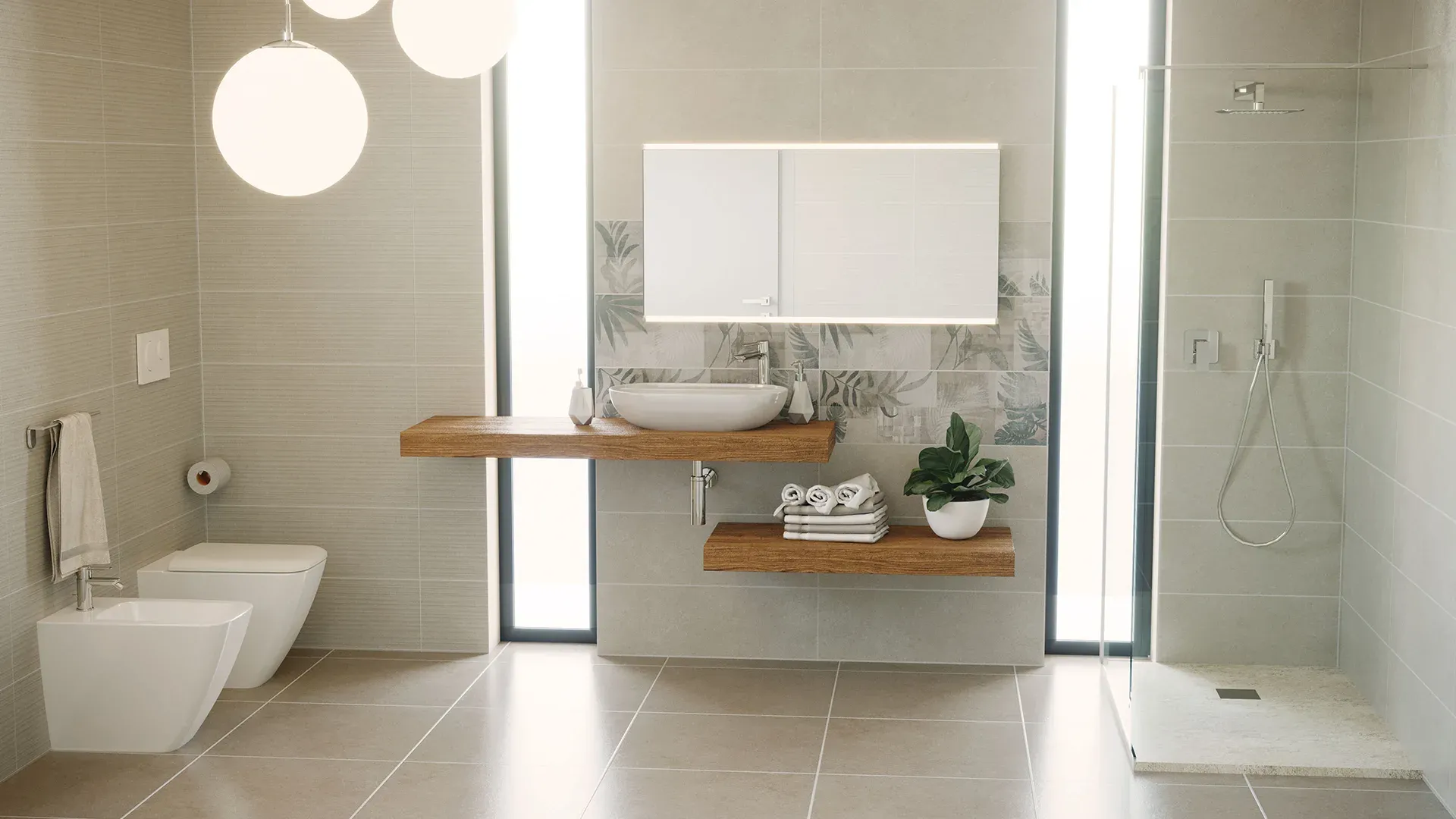 Ambientazione foliage per bagno